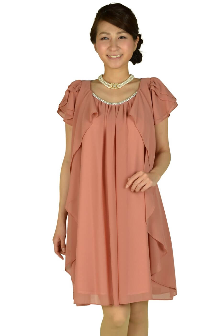 ミベル ミューズ （mebelle muse）ゆったりピンク袖付きドレス